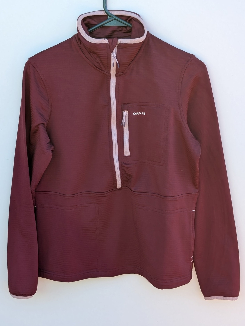 Orvis Burgundy Horseshoe Hills Fleece Half-Zip Size Small